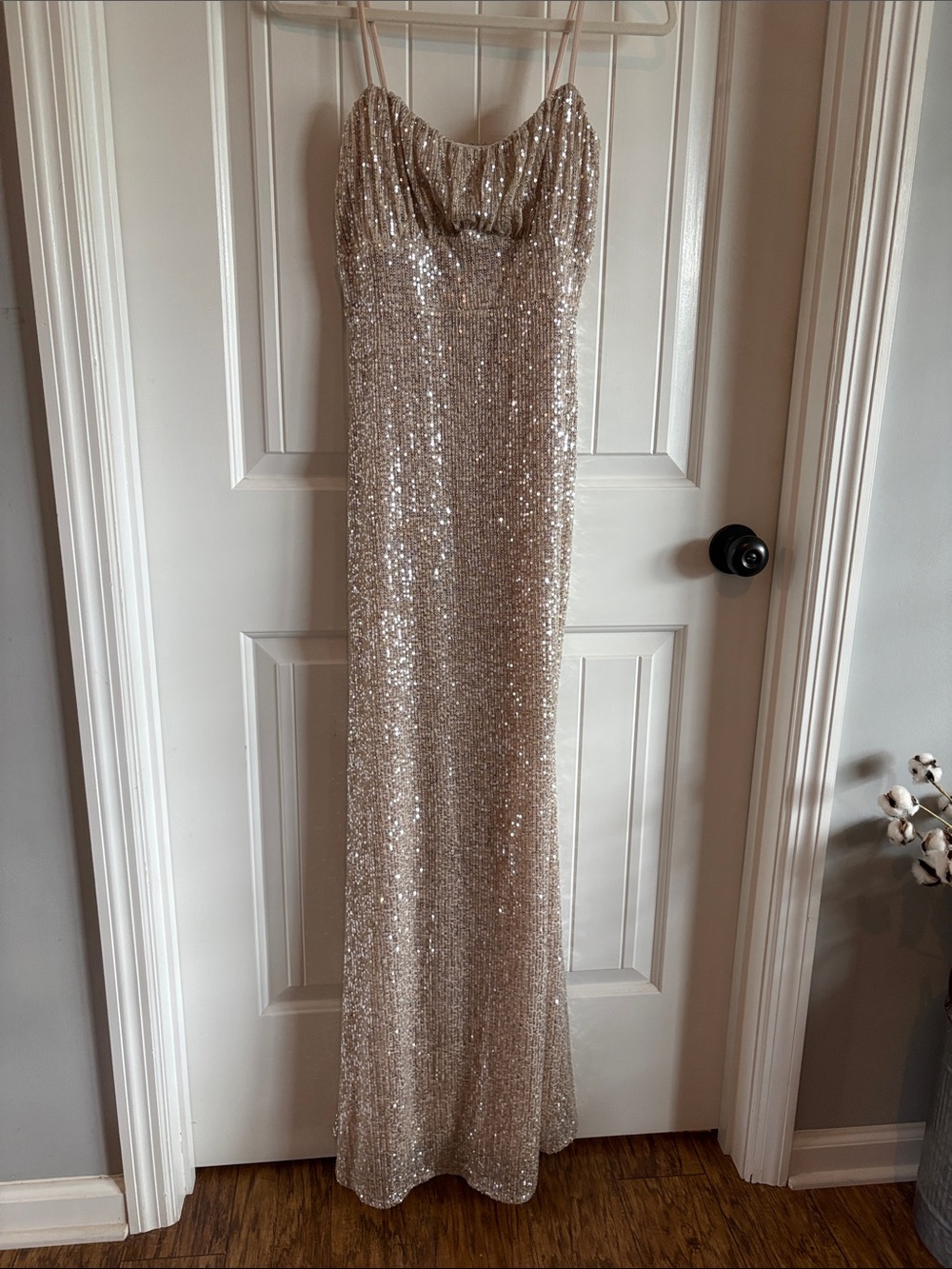 Blue Rain Champagne Sequin Slip Dress